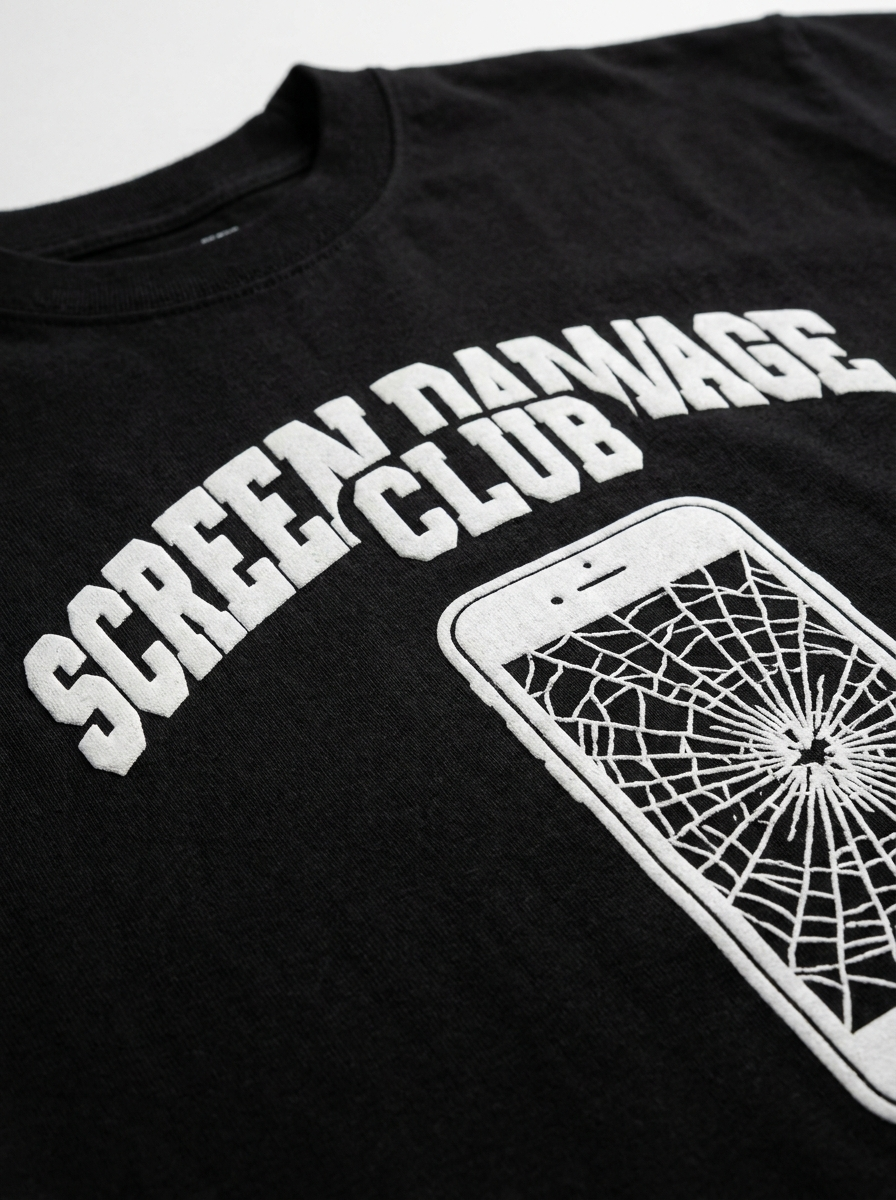 Screen Damage Club Tee - print close-up