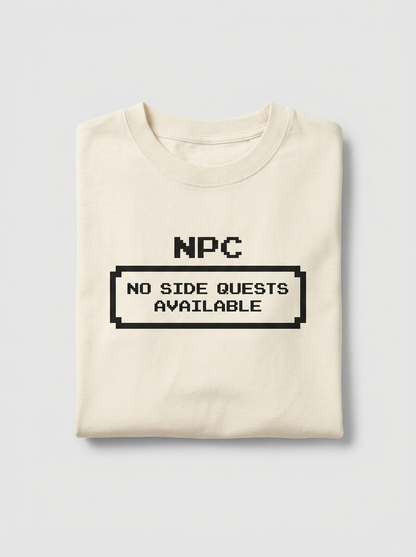 NPC Side Quest Tee - cream t-shirt with pixel dialog box print