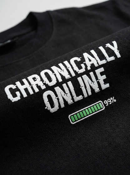 Chronically Online Tee - print close-up