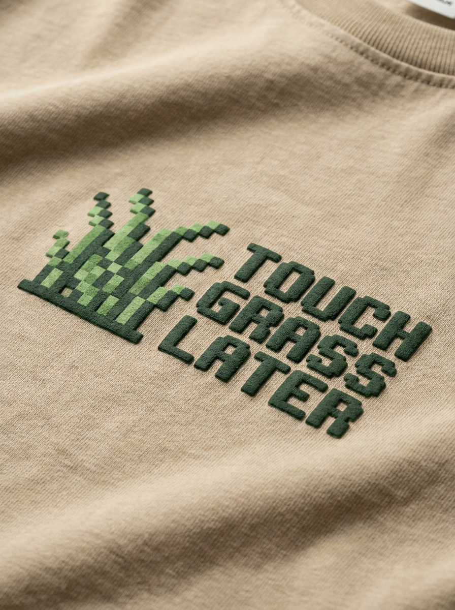 Touch Grass Later Tee - print close-up