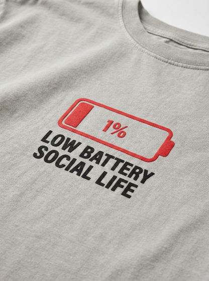 Low Battery Social Life Tee - print close-up