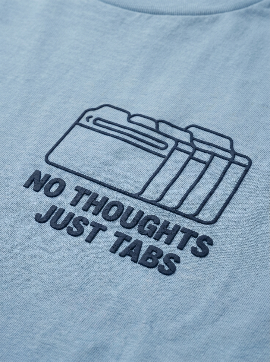No Thoughts Just Tabs Tee - print close-up